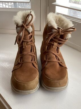 Sorel Women's Brown Suede Fur-Trim Lace-Up Winter Boots